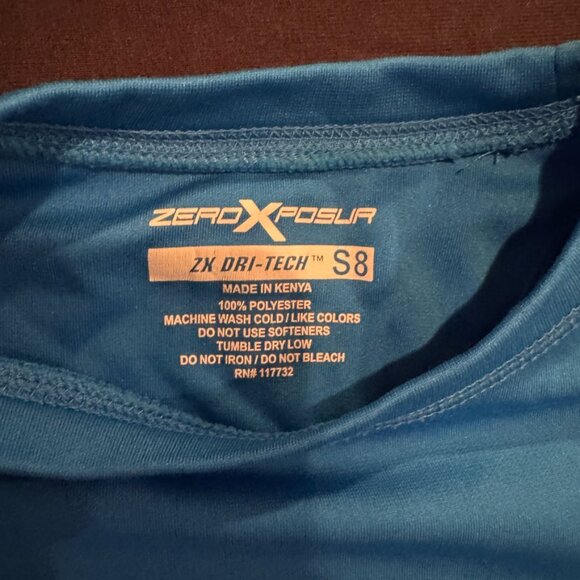 ZeroXposure Blue Dri-Tech Long Sleeve Shirt Boys Size Small 8 - Picture 2 of 5